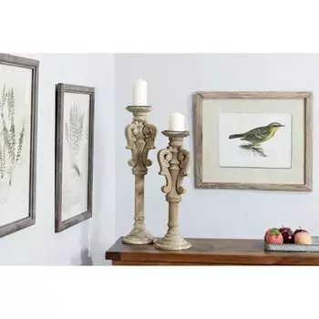 Набор деревянных подсвечников Stella & Eve, 2 предмета, серый