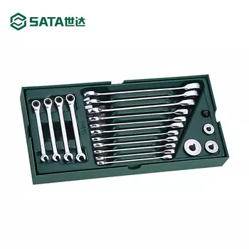 Набор держателей инструментов Shida SATA 9908, 19 предметов, полностью полированный, быстродействующий ключ двойного назначения