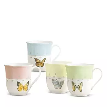 Набор десертных кружек Lenox Butterfly Meadow из 4 предметов, белый