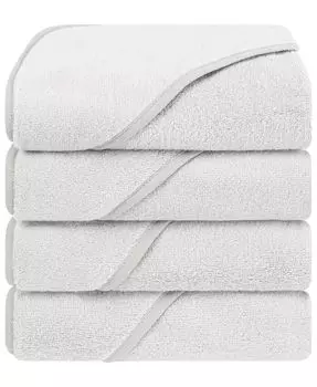 Набор детских банных полотенец с капюшоном, 4 предмета American Soft Linen, серый