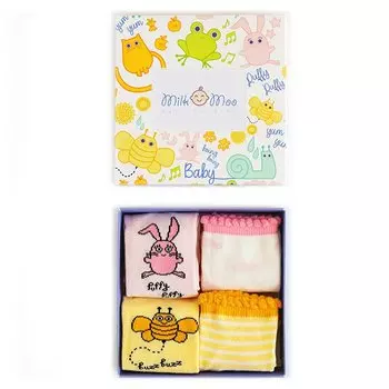 Набор детских носков из 4 шт. Bee Buz Buzz и anin 0–12 Milk&Moo