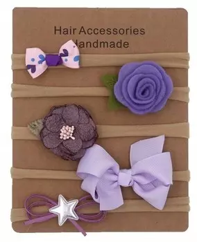 Набор детских повязок на голову для девочек, фиолетовый, 5 шт Edibazzar