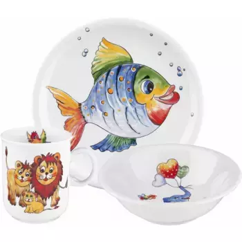 Набор детской посуды Seltmann Weiden "Компактный красочный мир животных", (набор, 3 предмета), производство Германия, 3 предмета, на 1 персону, цвет wei/bunt