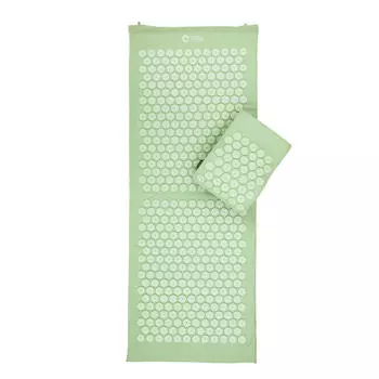 Набор для акупрессуры Vital XL пастельно-зеленый: коврик для акупрессуры с подушкой и сумкой BODHI, изумрудно-зеленый