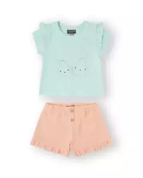 Набор для девочки 2 штуки зеленого цвета с рюшами Canada House, цвет Verde Agua