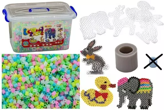 Набор для глажки бусин Ironing Beads, 6000 бусин в коробке, большой флуоресцентный цвет, 1 см PakaNiemowlaka