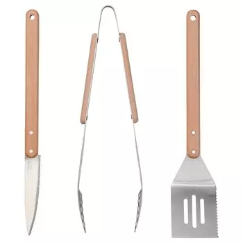 Набор для гриля Ikea Grilltider, 3 предмета, нержавеющая сталь/бук