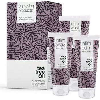 Набор для интимного бритья Australian Bodycare от вросших волос, красных шишек и ожогов от бритвы — 200 мл лосьона для мытья, 100 мл геля для бритья и 100 мл бальзама после бритья, Tea Tree Oil Australian