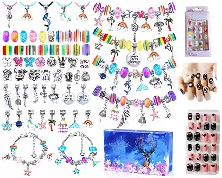 Набор для изготовления ювелирных браслетов 110 шт. + наклейки для ногтей 24 шт. OEM