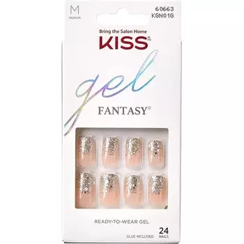 Набор для клеевого маникюра Gel Fantasy Collection, необычные квадратные накладные ногти средней длины, 24 шт., Kiss