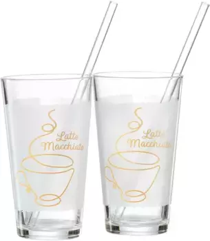 Набор для кофе Ritzenhoff & Breker (2 стакана и 2 стеклянные трубочки), цвет transparent