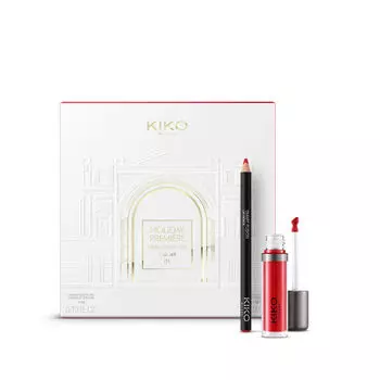 Набор для макияжа губ 03 роскошный красный Kiko Milano Holiday Premire Matte Desire Lips Gift Set, 1 комплект