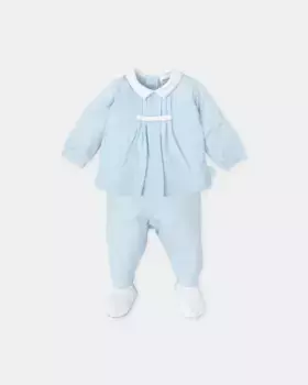 Набор для мальчика 2 предмета небесно-голубого цвета со складками Tutto Piccolo, голубой