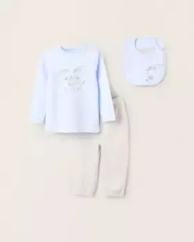 Набор для мальчика 3 штуки 100% хлопок в синем и бежевом цветах Zippy, синий