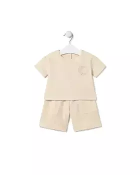 Набор для малыша 2 кусочка крашеного пике Tous, цвет Crudo