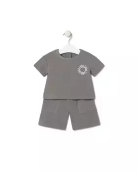 Набор для малыша 2 кусочка крашеного пике Tous, серый