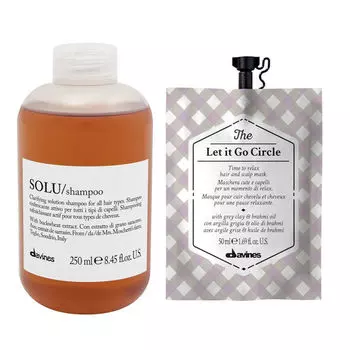 Набор для очищения волос: шампунь, 250 мл + маска антистресс, 50 мл Davines Solu