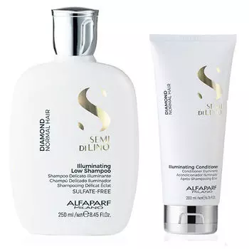 Набор для осветления волос: шампунь Alfaparf Semi Di Lino Diamond Illuminating, 200 мл