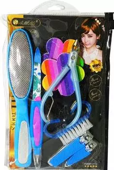 Набор для педикюра на пятках, 7 элементов, терки синие., Calissimo