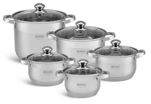 Набор для приготовления пищи из 10 предметов, индукционная, газовая, галогенная, керамическая кастрюля из нержавеющей стали EDENBERG