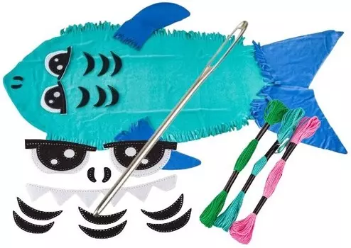 Набор для шитья для детей. Одеяло с акулой. Креативные игрушки для девочек 6+. PakaNiemowlaka