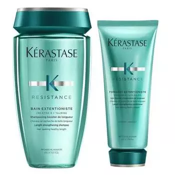 Набор для укрепления длинных волос: ванна 250мл + кондиционер 200мл Krastase Resistance Extentioniste, Kerastase
