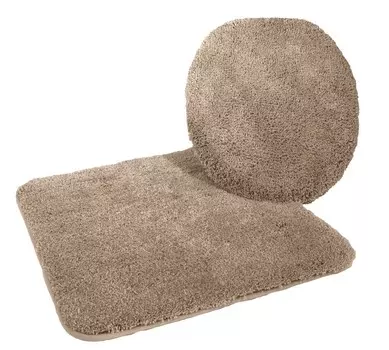 Набор для ванной из микрофибры, 2 предмета, крышка на крышку унитаза + шаблон без выреза, светло-коричневый Mesana