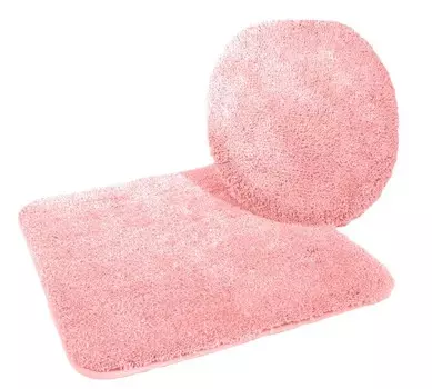 Набор для ванной из микрофибры, 2 предмета, крышка на крышку унитаза + шаблон без выреза, розовый Mesana