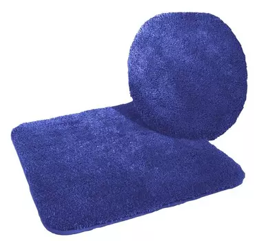 Набор для ванной комнаты из микрофибры, 2 предмета, крышка на крышку унитаза + шаблон без выреза, королевский синий Mesana