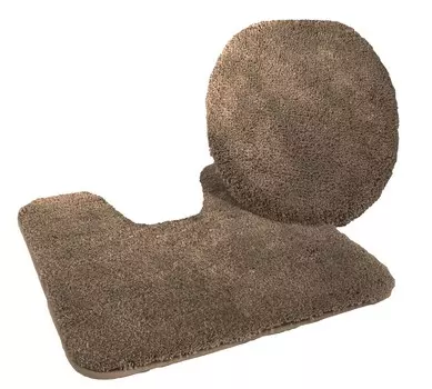 Набор для ванной комнаты из микрофибры, 2 предмета, крышка на крышку унитаза + шаблон с вырезом, коричневый Mesana