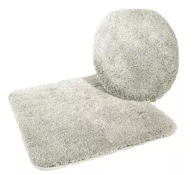 Набор для ванной комнаты из микрофибры, 2 предмета, крышка на крышку унитаза + шаблон без выреза, серебристый Mesana, серебро