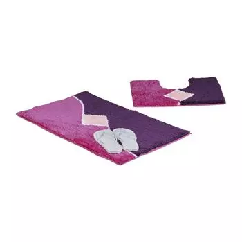 Набор для ванной комнаты Relaxdays, 2 предмета, с графическим рисунком, фиолетовый