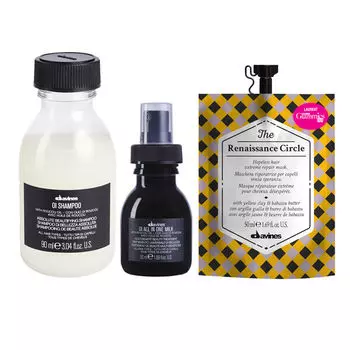 Набор для всех типов волос: шампунь, 90 мл + молочко, 50 мл + восстанавливающая маска, 50 мл Davines Oi oil