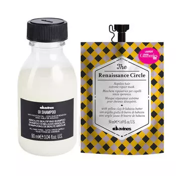 Набор для всех типов волос: шампунь, 90 мл + восстанавливающая маска, 50 мл Davines Oi oil