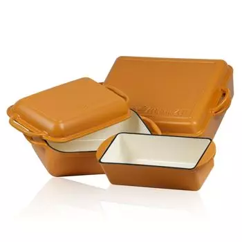 Набор для жарки блюд 3 предмета, Sunny Orange, 10,8 л, 4,8 л, 1,6 л, с чугунной жаровней Mahlzeit, оранжевый