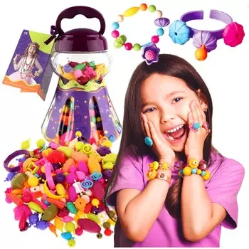 НАБОР ДЛЯ ИЗГОТОВЛЕНИЯ БРАСЛЕТОВ ОЖЕРЕЛЬЕ ВОЛШЕБНЫЕ УКРАШЕНИЯ БУСЫ детские XXL 260 элементов Doris