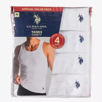 Набор домашних маек U.S. Polo Assn. Classic Fit, 4 предмета, белый