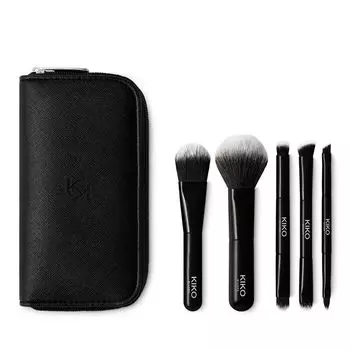 Набор: дорожная косметичка, 1 шт. + профессиональные кисти, 5 шт. Kiko Milano Travel brush