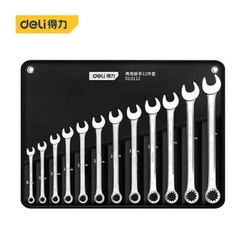 Набор двусторонних ключей двойного назначения для зеркала Deli, двенадцать предметов, 8-24 мм DL0112