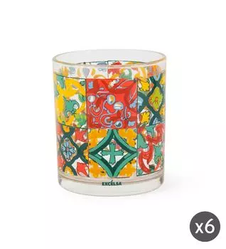 Набор Excelsa из 6 стаканов для воды Lisbona стакан 25 кл разноцветный, мультиколор