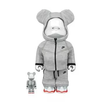 Набор фигурок Bearbrick x Nike Tech Fleece N98 100% & 400%, 2 предмета, серый/черный/красный
