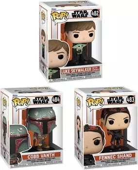Набор фигурок Funko Pop! Star Wars: The Mandalorian - Marshal, Fennec Shand, And Luke With Child, 3 предмета