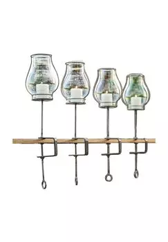 Набор фонарей Calindra, 4 шт., прозрачный/серебристый Loberon, прозрачный/серебристый