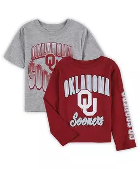 Набор футболок Little Boys Crimson, Heather Grey Oklahomaooners Game Day Outerstuff