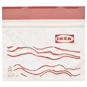Набор герметичных пакетов Ikea Istad, 0,3 л х 25 шт, прозрачный/красный