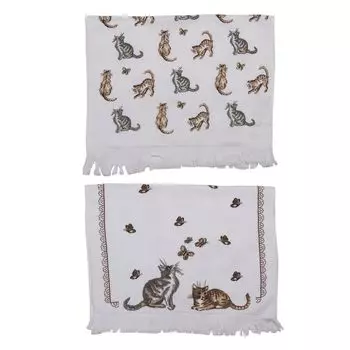 Набор гостевых полотенец Clayre & Eef, 2 шт., 40х66 см, хлопковый кролик, бело-коричневый Clayre&Eef, белый