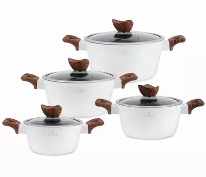 Набор гранитных кастрюль из 8 предметов, набор посуды, набор посуды Zilner White Lilly Zl-8550