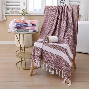 Набор хлопковых полотенец Zhuge, бордовый / белый