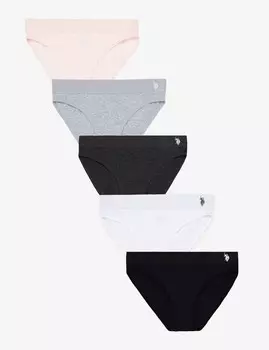 Набор хлопковых трусов U.S. Polo Assn. Hi-cut Bikinis, 5 предметов, мультиколор