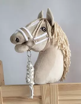 Набор Hobby Horse: недоуздок А3 на белом меху + веревочный привязь - белый и бежевый. Inna marka